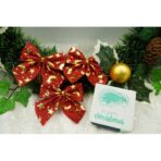 Set 6 fundite pentru brad, Rosii, cu stelute , 8 x 8 cm, din poliester, Embo - imagine 5