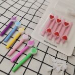 Set 6 Lumanari de Tort, Embo, Model Creion cu Inimioare, 5.9 x 1.1 cm, din Ceara, Multicolor - imagine 3