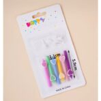 Set 6 Lumanari de Tort, Embo, Model Creion cu Inimioare, 5.9 x 1.1 cm, din Ceara, Multicolor - imagine 4