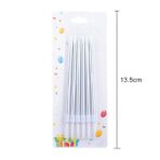 Set 6 Lumanari de Tort, Embo, din Parafina, 11 x 0.4 cm, Lucioase, Argintiu - imagine 4