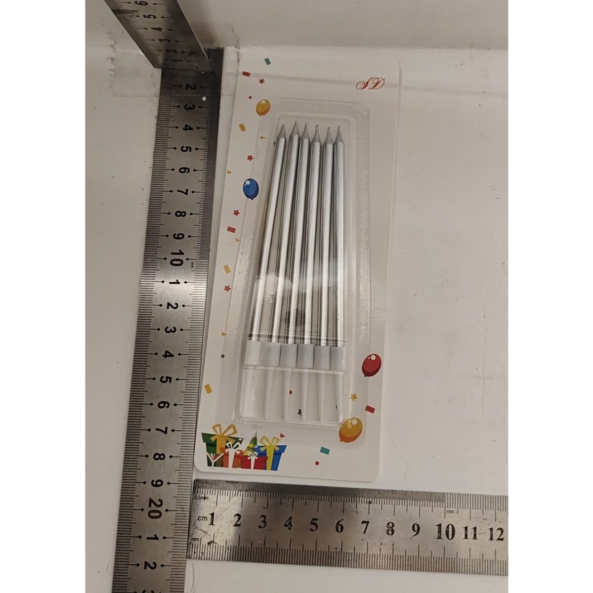 Set 6 Lumanari de Tort, Embo, din Parafina, 11 x 0.4 cm, Lucioase, Argintiu - imagine 8