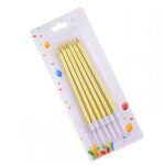 Set 6 Lumanari de Tort, Embo, din Parafina, 11 x 0.4 cm, Lucioase, Auriu