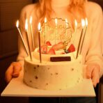 Set 6 Lumanari de Tort, Embo, din Parafina, 11 x 0.4 cm, Lucioase, Auriu - imagine 3