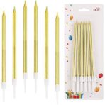 Set 6 Lumanari de Tort, Embo, din Parafina, 11 x 0.4 cm, Lucioase, Auriu - imagine 5