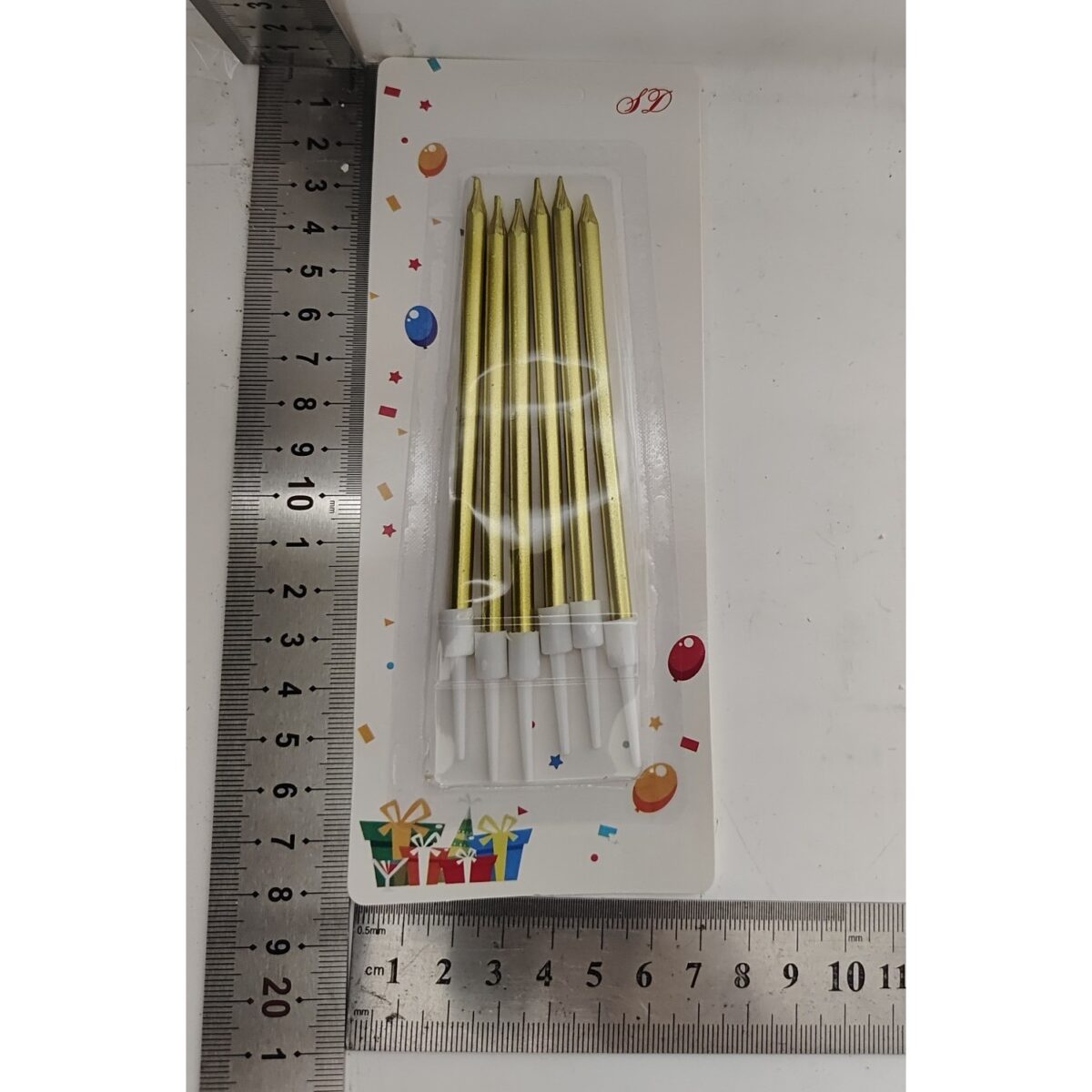 Set 6 Lumanari de Tort, Embo, din Parafina, 11 x 0.4 cm, Lucioase, Auriu - imagine 6