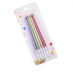 Set 6 Lumanari de Tort, Embo, din Parafina, 11 x 0.4 cm, Lucioase, Multicolor