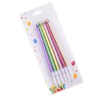 Set 6 Lumanari de Tort, Embo, din Parafina, 11 x 0.4 cm, Lucioase, Multicolor