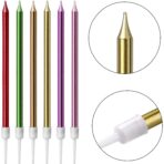 Set 6 Lumanari de Tort, Embo, din Parafina, 11 x 0.4 cm, Lucioase, Multicolor - imagine 3