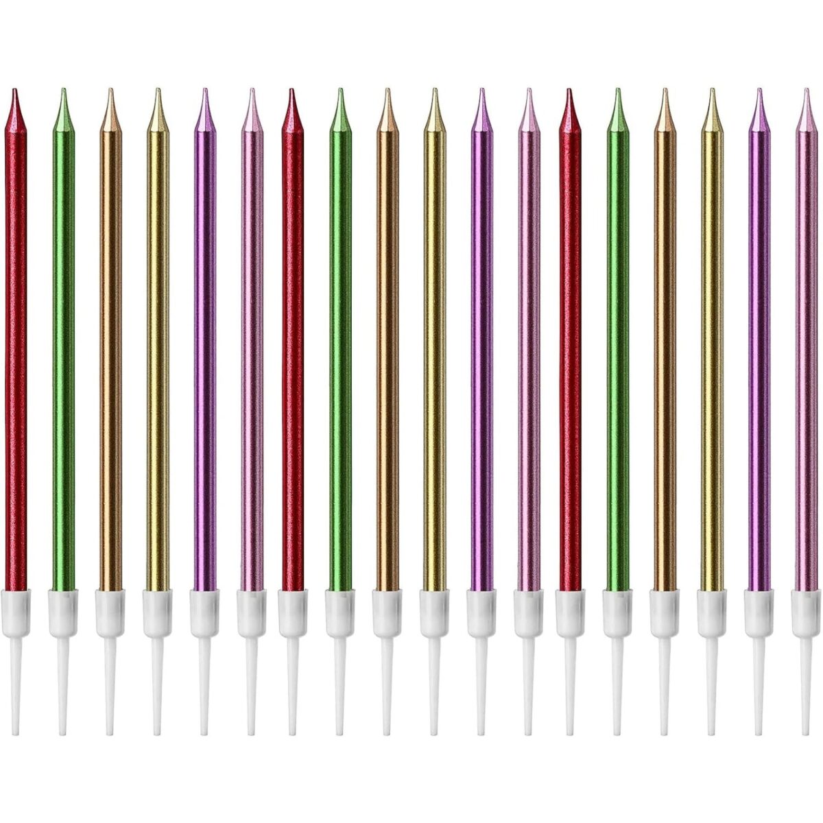 Set 6 Lumanari de Tort, Embo, din Parafina, 11 x 0.4 cm, Lucioase, Multicolor - imagine 4