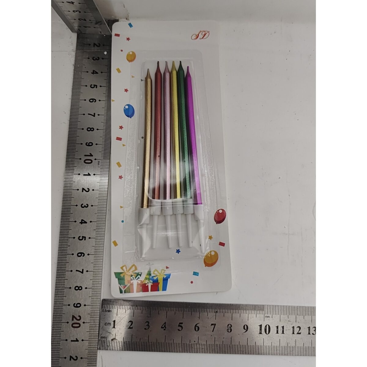 Set 6 Lumanari de Tort, Embo, din Parafina, 11 x 0.4 cm, Lucioase, Multicolor - imagine 5