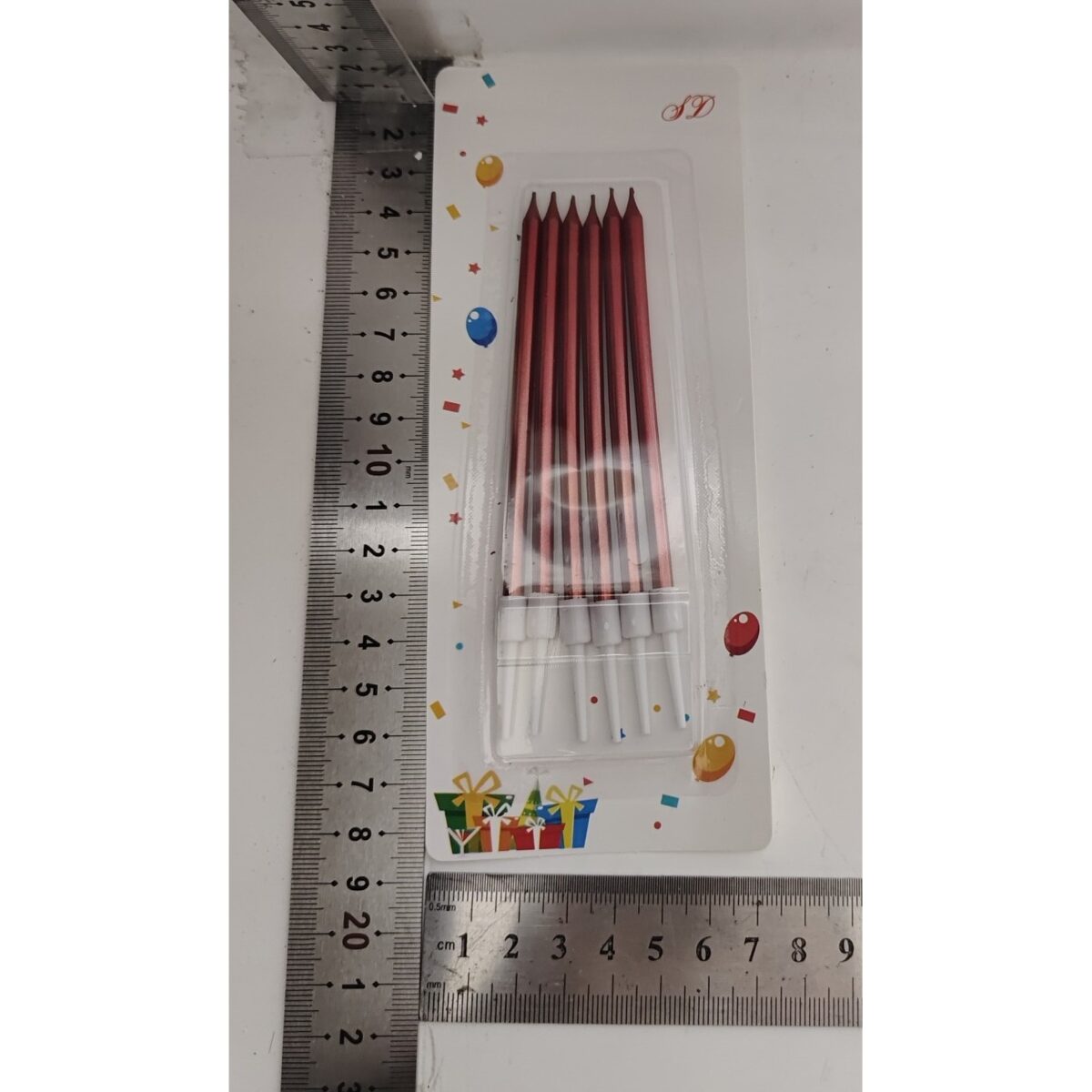 Set 6 Lumanari de Tort, Embo, din Parafina, 11 x 0.4 cm, Lucioase, Rosu - imagine 4