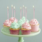 Set 6 Lumanari de Tort, Embo, din Parafina, 11 x 0.4 cm, Lucioase, Roz Auriu - imagine 2