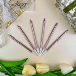 Set 6 Lumanari de Tort, Embo, din Parafina, 11 x 0.4 cm, Lucioase, Roz Auriu - imagine 3