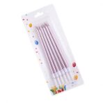 Set 6 Lumanari de Tort, Embo, din Parafina, 11 x 0.4 cm, Lucioase, Roz Auriu