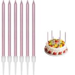 Set 6 Lumanari de Tort, Embo, din Parafina, 11 x 0.4 cm, Lucioase, Roz Auriu - imagine 5