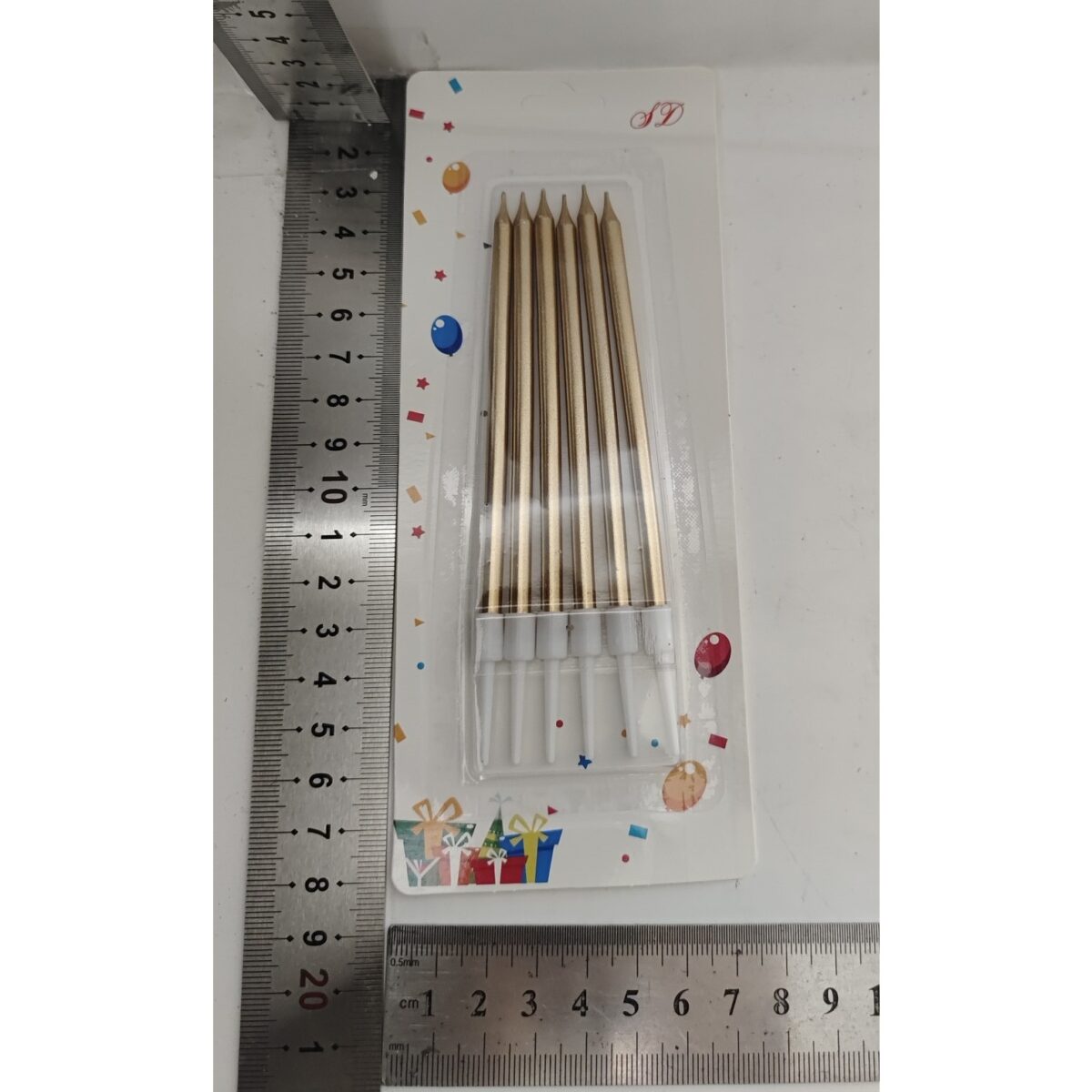 Set 6 Lumanari de Tort, Embo, din Parafina, 11 x 0.4 cm, Lucioase, Sampanie - imagine 5