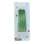 Set 6 Lumanari de Tort, Embo, din Parafina, 11 x 0.4 cm, Lucioase, Verde