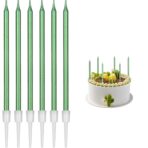 Set 6 Lumanari de Tort, Embo, din Parafina, 11 x 0.4 cm, Lucioase, Verde - imagine 4