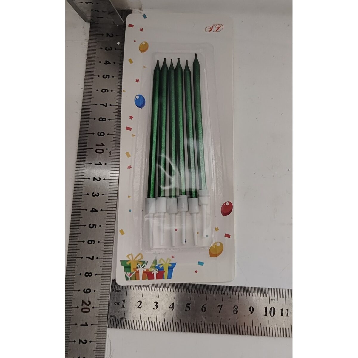 Set 6 Lumanari de Tort, Embo, din Parafina, 11 x 0.4 cm, Lucioase, Verde - imagine 5