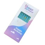 Set 6 Lumanari Lungi, Embo, din Parafina, 10 x 0.5 cm, Happy Birthday, Albastru