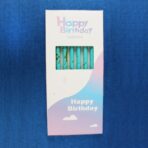 Set 6 Lumanari Lungi, Embo, din Parafina, 10 x 0.5 cm, Happy Birthday, Albastru - imagine 4