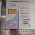 Set 6 Lumanari Lungi, Embo, din Parafina, 10 x 0.5 cm, Happy Birthday, Galben - imagine 5