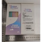 Set 6 Lumanari Lungi, Embo, din Parafina, 10 x 0.5 cm, Happy Birthday, Multicolor - imagine 3