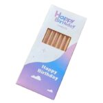 Set 6 Lumanari Lungi, Embo, din Parafina, 10 x 0.5 cm, Happy Birthday, Oranj Pal