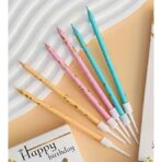 Set 6 Lumanari Lungi, Embo, din Parafina, 10 x 0.5 cm, Happy Birthday, Roz - imagine 4