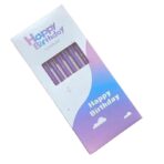 Set 6 Lumanari Lungi, Embo, din Parafina, 10 x 0.5 cm, Happy Birthday, Mov