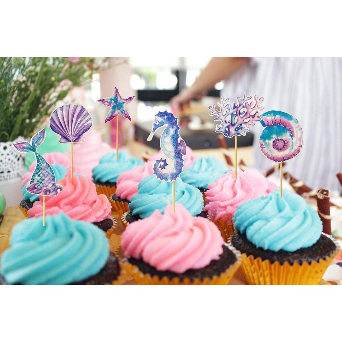 Set 6 Props-uri pentru Prajituri Sirena, Embo, Colectia Mermaid, Multicolor - imagine 2