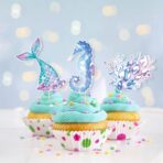 Set 6 Props-uri pentru Prajituri Sirena, Embo, Colectia Mermaid, Multicolor - imagine 5