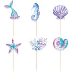 Set 6 Props-uri pentru Prajituri Sirena, Embo, Colectia Mermaid, Multicolor