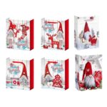 Set 6 Pungi Cadou, Embo, Imprimeu Tematica Gnomi, Model Random, din Hartie, Impachetare Usoara a Cadourilor, 18.5x22.5x8.5 cm, Multicolor