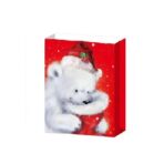 Set 6 Pungi Cadou, Embo, Imprimeu Tematica Mos Craciun si Ursuleti, Model Random, din Hartie, Impachetare Usoara a Cadourilor, 18.5x22.5x8.5 cm, Multicolor - imagine 5