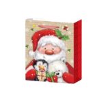 Set 6 Pungi Cadou, Embo, Imprimeu Tematica Mos Craciun si Ursuleti, Model Random, din Hartie, Impachetare Usoara a Cadourilor, 18.5x22.5x8.5 cm, Multicolor - imagine 6