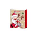 Set 6 Pungi Cadou, Embo, Imprimeu Tematica Mos Craciun si Ursuleti, Model Random, din Hartie, Impachetare Usoara a Cadourilor, 18.5x22.5x8.5 cm, Multicolor - imagine 7