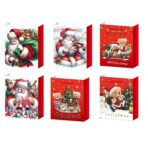 Set 6 Pungi Cadou, Embo, Imprimeu Tematica Mos Craciun, Ursuleti, Brazi, Model Random, din Hartie, Impachetare Usoara a Cadourilor, 18.5x22.5x8.5 cm, Multicolor