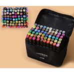 Set 60 Markere, Embo, pe Baza de Ulei, Dublu Capat, Subtire 1mm si Gros 6 mm, Geanta Depozitare, 15 cm, Multicolor - imagine 2