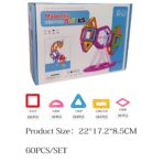 Set 60 Piese Magnetice de Constructie, Embo, Piese Mari, Magnetic Blocks, Forme Geometrice, 3 Ani, ABS, Magnet, 22 x 17.2 x 8.5 cm, Multicolor - imagine 2