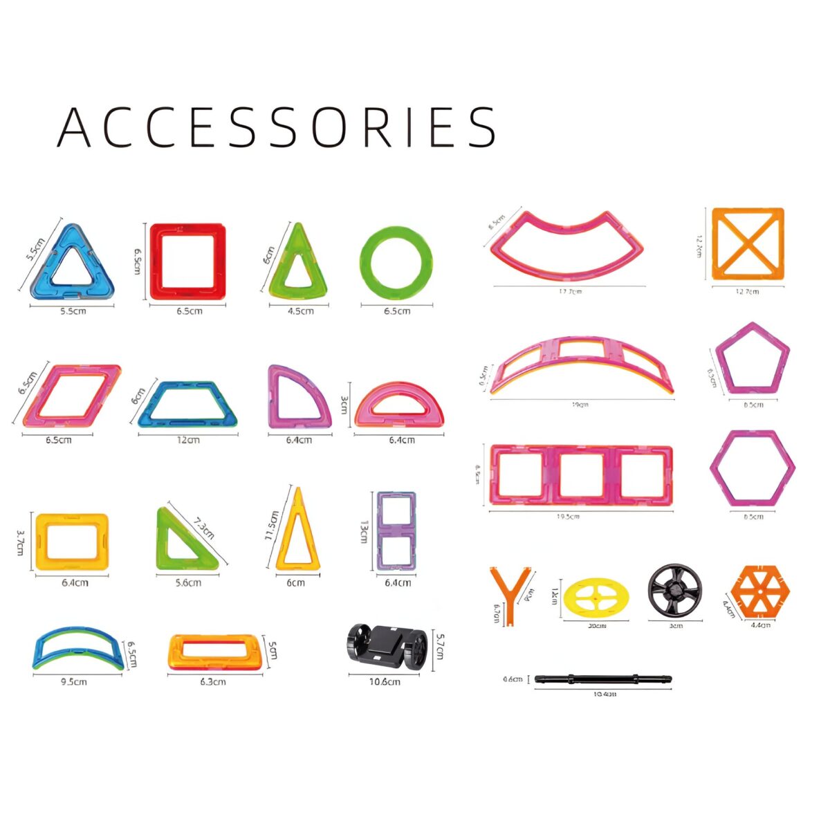 Set 60 Piese Magnetice de Constructie, Embo, Piese Mari, Magnetic Blocks, Forme Geometrice, 3 Ani, ABS, Magnet, 22 x 17.2 x 8.5 cm, Multicolor - imagine 5