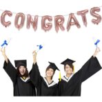 Set 8 Baloane din Folie Metalizata, Embo, Model Scris Congrats, Litere de 40 cm, Tema Absolvire, Baloane Party, Ambalaj Individual, Pai Inclus, Umflare cu Aer sau Heliu, Roz - imagine 3