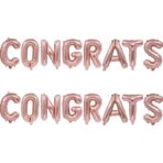 Set 8 Baloane din Folie Metalizata, Embo, Model Scris Congrats, Litere de 40 cm, Tema Absolvire, Baloane Party, Ambalaj Individual, Pai Inclus, Umflare cu Aer sau Heliu, Roz - imagine 6