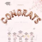 Set 8 Baloane din Folie Metalizata, Embo, Model Scris Congrats, Litere de 40 cm, Tema Absolvire, Baloane Party, Ambalaj Individual, Pai Inclus, Umflare cu Aer sau Heliu, Roz - imagine 7