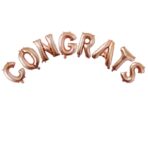 Set 8 Baloane din Folie Metalizata, Embo, Model Scris Congrats, Litere de 40 cm, Tema Absolvire, Baloane Party, Ambalaj Individual, Pai Inclus, Umflare cu Aer sau Heliu, Roz