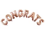Set 8 Baloane din Folie Metalizata, Embo, Model Scris Congrats, Litere de 40 cm, Tema Absolvire, Baloane Party, Ambalaj Individual, Pai Inclus, Umflare cu Aer sau Heliu, Roz