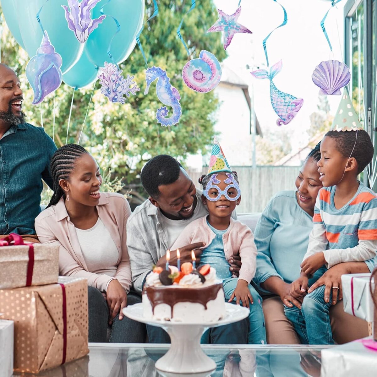 Set 8 Perechi de Ochelari Sirena, Embo, Colectia Mermaid, Multicolor - imagine 4