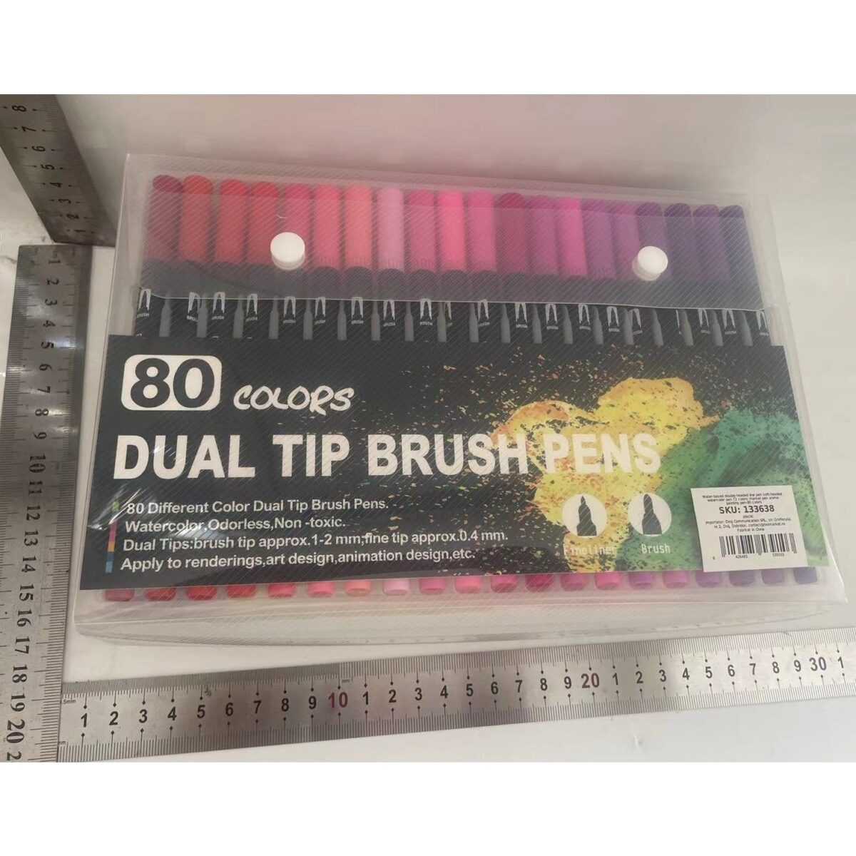 Set 80 Carioci, Embo, pe Baza de Apa, 2 Tipuri de Varf, 1-2 mm, 0.4 mm, Corp Carioca Negru, din Plastic, Multicolor - imagine 6