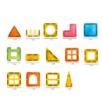 Set 88 Piese Magnetice de Constructie, Embo, Piese 5.5 cm, Magnetic Tiles, Forme Geometrice, 3 Ani, ABS, Magnet, 27.5 x 21.5 x 17 cm, Multicolor - imagine 2