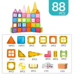Set 88 Piese Magnetice de Constructie, Embo, Piese 5.5 cm, Magnetic Tiles, Forme Geometrice, 3 Ani, ABS, Magnet, 27.5 x 21.5 x 17 cm, Multicolor - imagine 5